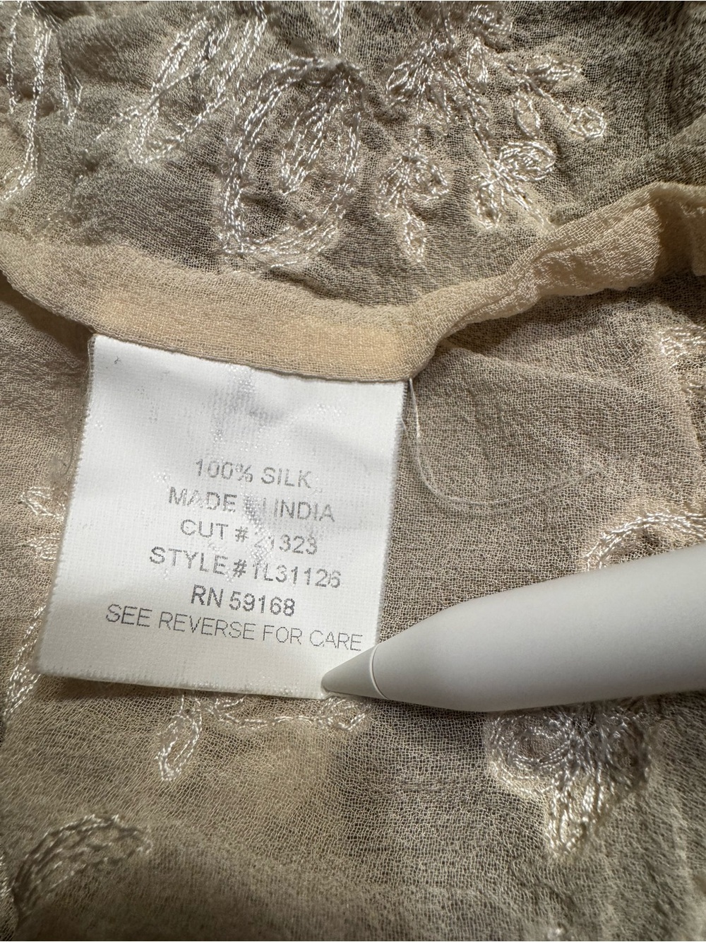 Vintage Karen Kane 100% Silk Embroidered Shrug Cardigan Sheer Boho Lagenlook Y2K - Picture 10 of 11